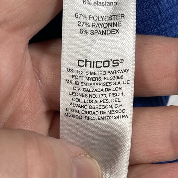 Chico's Top Womens Size 2 / L Blue Pullover Ribbed  3/4 Dolman Sleeve Scoop Neck - Picture 10 of 12